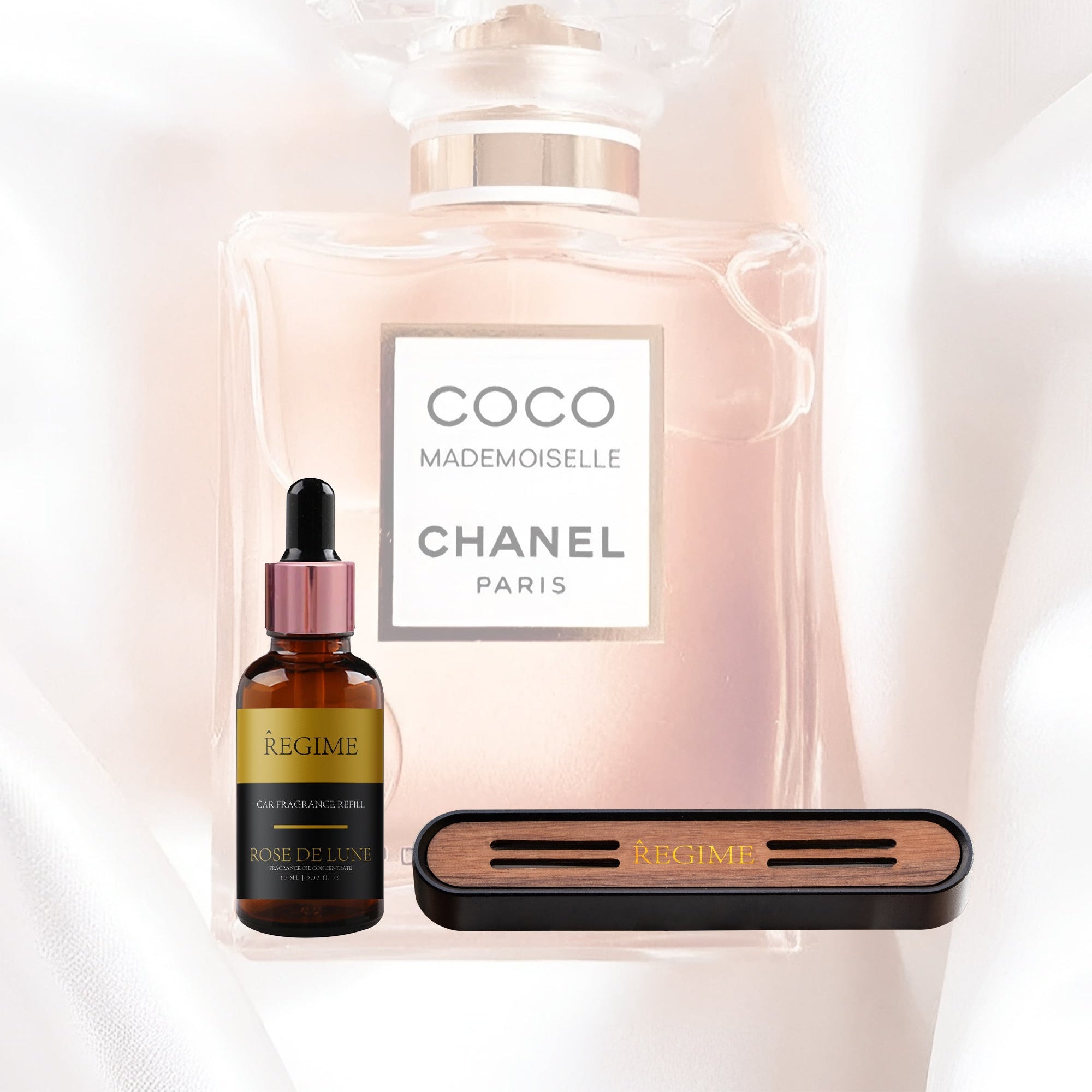 Rose de Lune Car Fragrance Vent Clip - Charcoal Black - Regime Fragrances