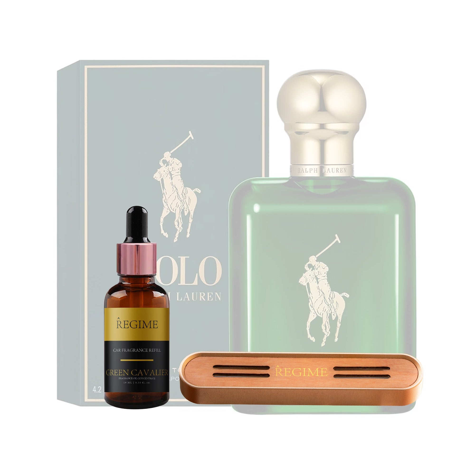 Green Cavalier Car Fragrance Vent Clip - Rose Gold - Regime Fragrances