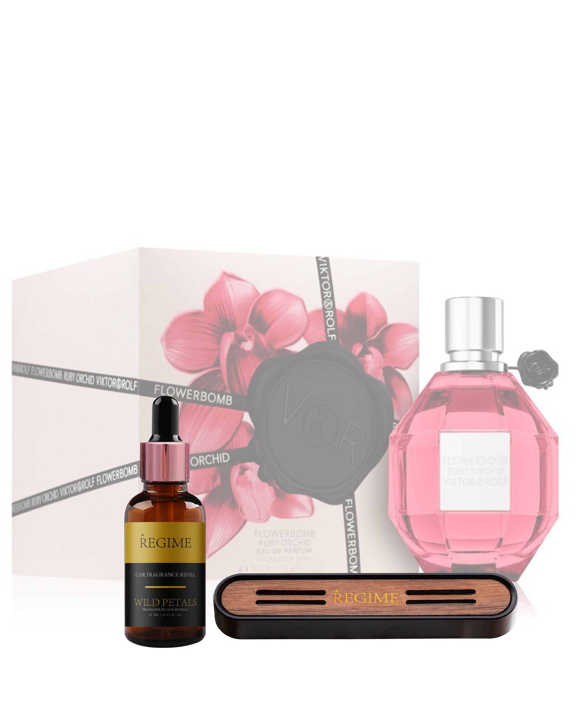 Wild Petals Car Fragrance Vent Clip - Charcoal Black - Regime Fragrances