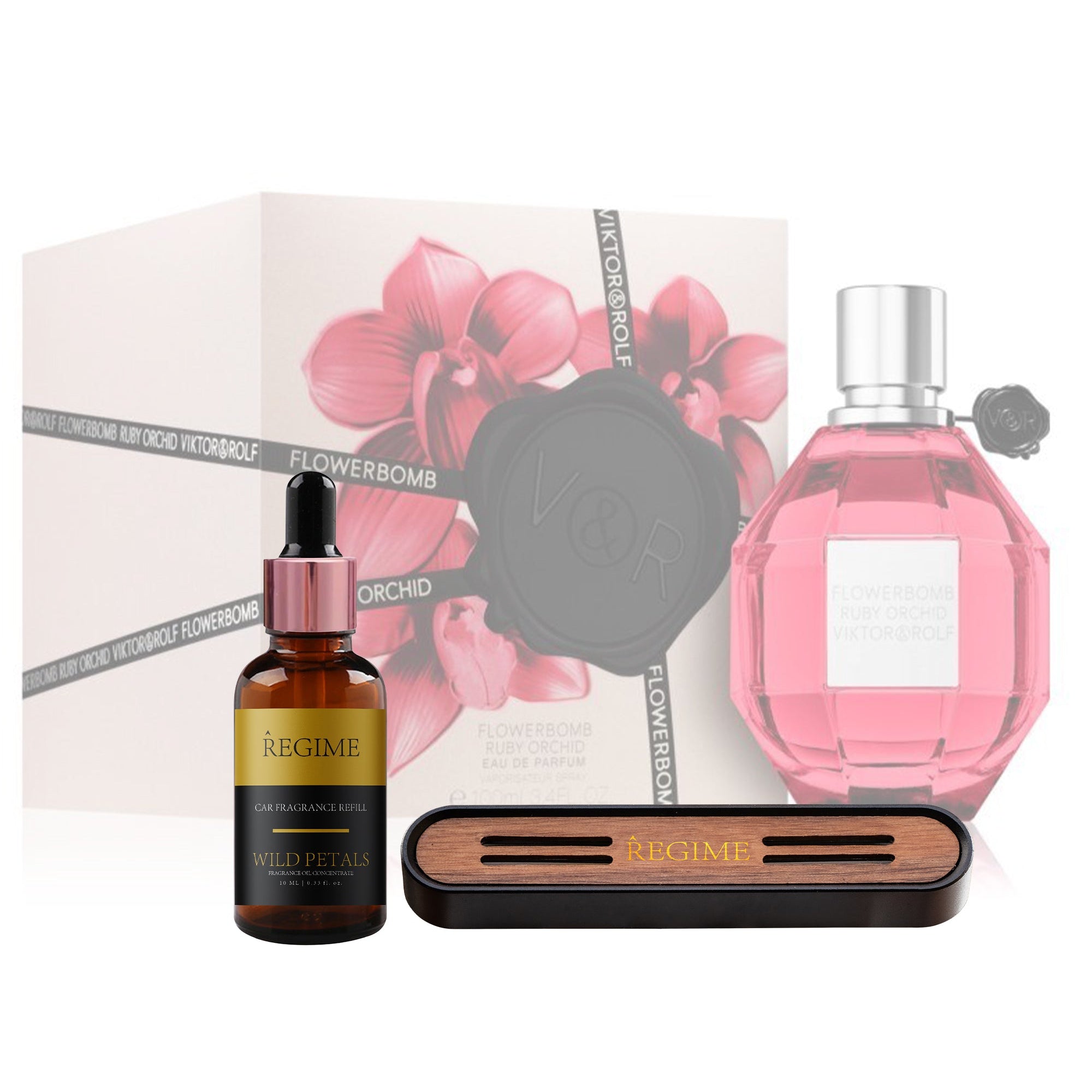 Wild Petals Car Fragrance Vent Clip - Charcoal Black - Regime Fragrances